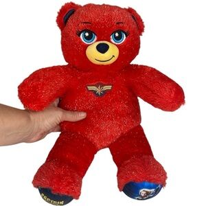 Build A Bear Marvel Captain Marvel Red Gold Glitter Sparkle 16" Bear Plush Toy